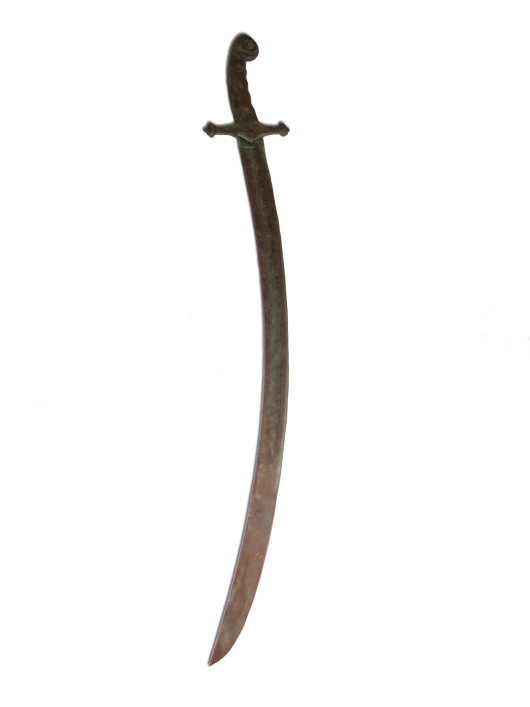 Large, screen-used prop sword used in 'Harry Potter and the Sorcerer's Stone' (2001), from the scene in which Ron Weasley (Rupert Grint) plays a game of wizards chess. Approximately 44½ inches long. Premiere Props image.